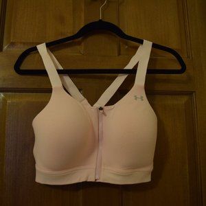 Women's Under Armour Fitted Pink 36D Sports Bra - Front Zip and Full Padding